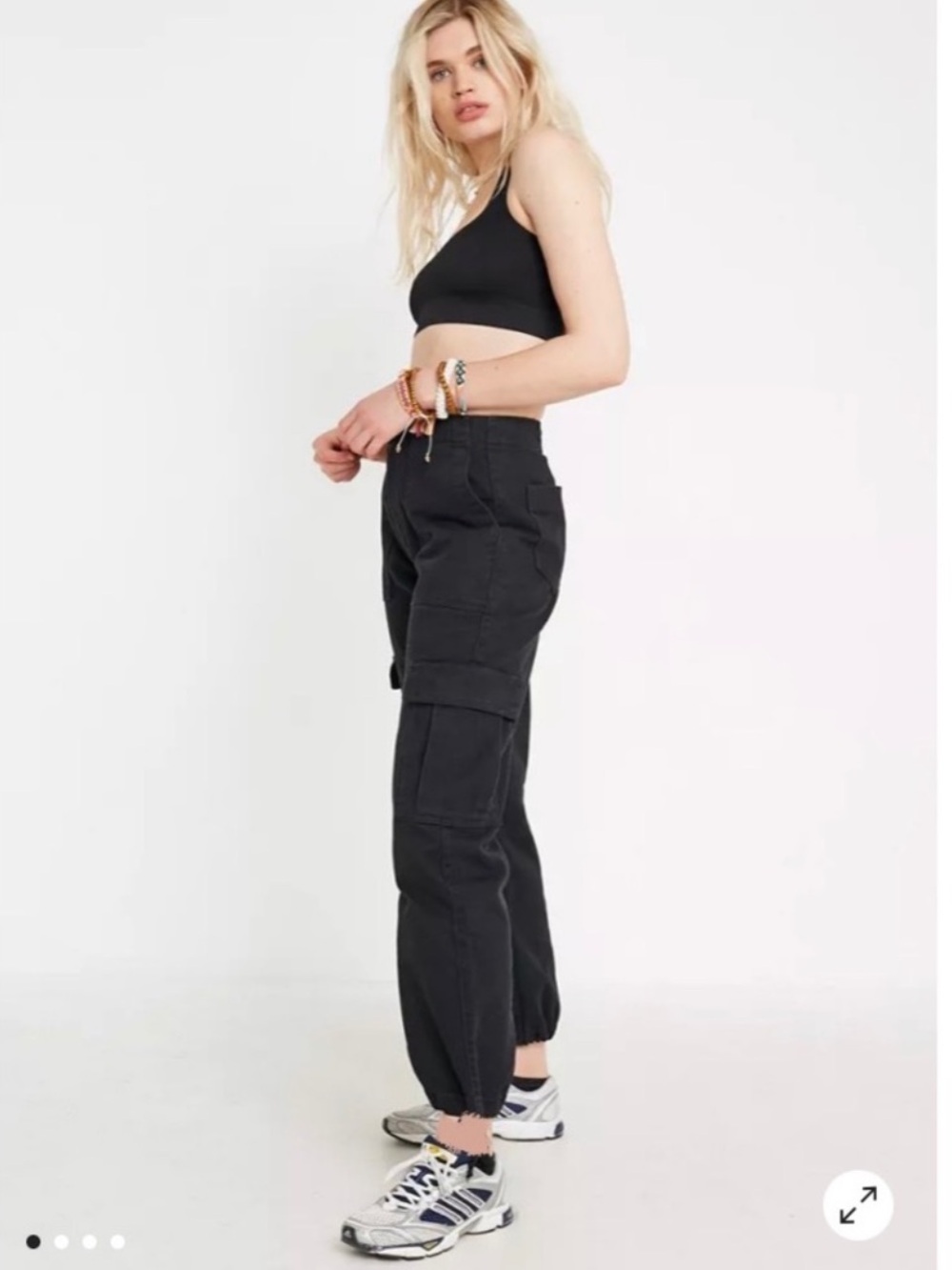 Urban Outfitters UO BDG Black Cargo Utility Pants Trousers Cinched